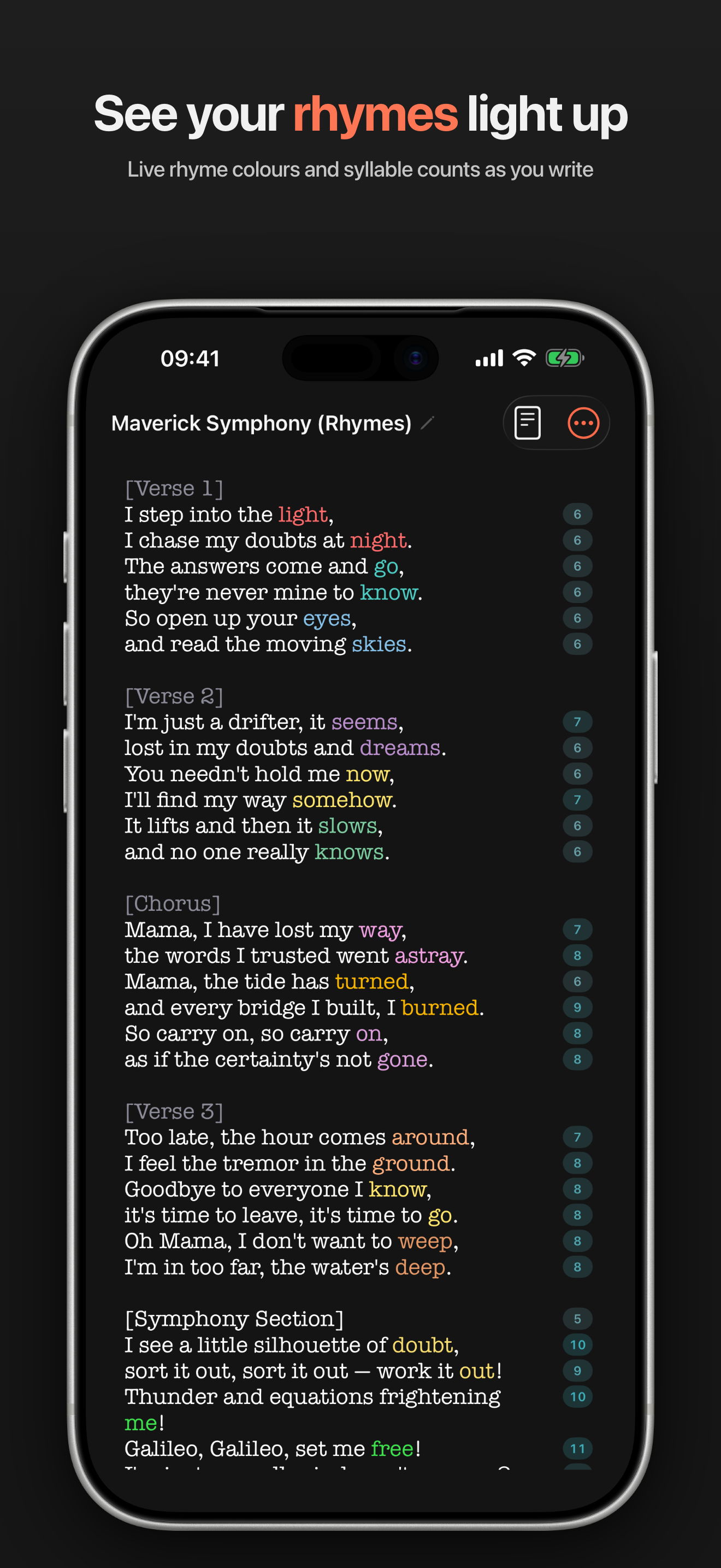 Rhyme groups color themselves live as you type