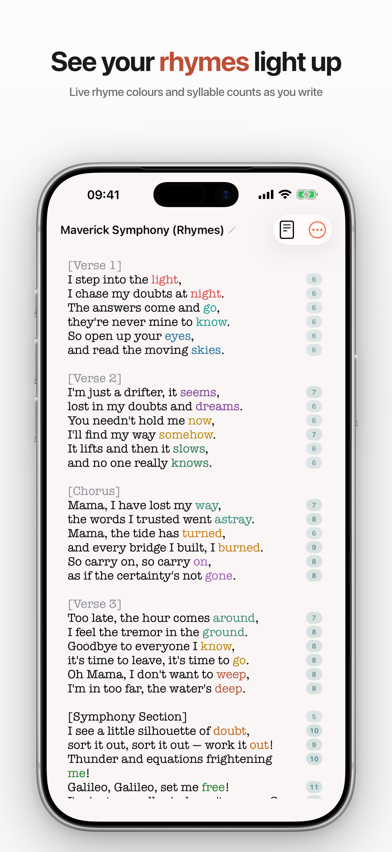 Rhyme groups color themselves live as you type