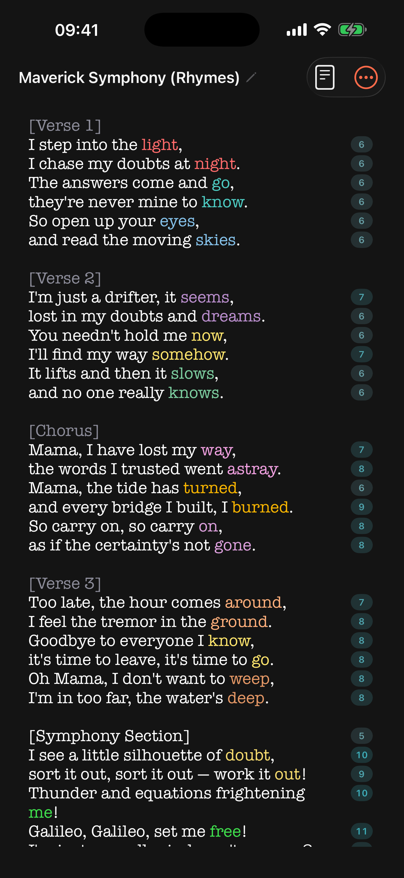 Rhyme groups color themselves live as you type
